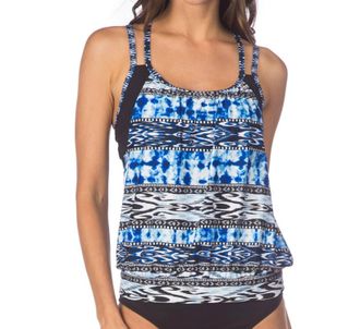 Kenneth Cole Go Girl Layered Tankini Top In Indigo