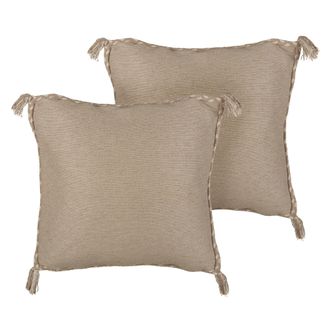 Beliani Conjunto De Cojines De Yute Con Funda Extra&iacute;ble Con Borde Trenzado 45 X 45 Cm Beige Erigeron