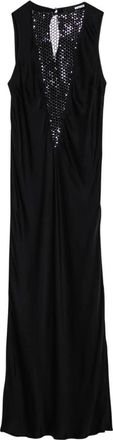 Rotate ROTATE Birger Christensen, Maxi Dresses, female, Black, S, Black Viscose Dress with Circulose