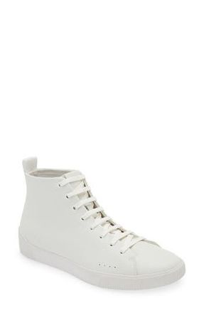 BOSS Zero Hi-Top Leather Sneaker in Wht at Nordstrom Rack, Size 11Us / 10Uk