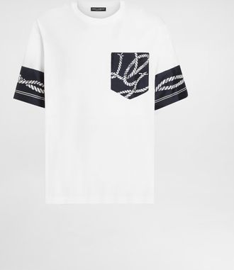 Dolce & Gabbana Cotton T-shirt With Marina-print - Man T-shirts And Polos Multicolor 44