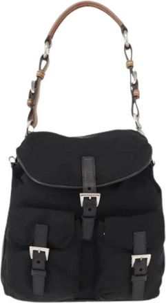 Prada Pre-owned Bucket Bags, female, Black, Size: ONE SIZE Pre-owned Double pocket drawstring shoulder bag
