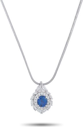 Luxury Bazaar Platinum 1.08 ct Diamond and 1.70 ct Sapphire Necklace MF02-010626