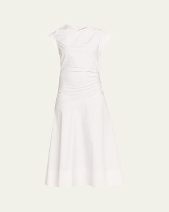 Veronica Beard Lisette Drop-Waist Stretch Cotton Midi Dress