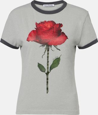 Acne Studios T-shirt in cotone e lino con stampa