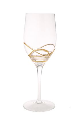 Classic Touch Set of 6 Wine Glasses with 14K Gold Swirl Gold Design