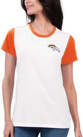G-III 4Her by Carl Banks Womens G-III 4Her by Carl Banks White/Orange Denver Broncos Fashion Illustration T-Shirt at Nordstrom, Size Xx-Large