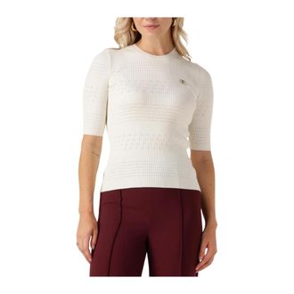 Twinset Zwarte veelzijdige top voor vrouwen - Dames - Ronde hals truien - Wit - L - Wol - Truien & Vesten