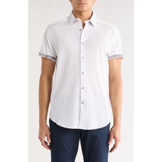 Robert Graham Piers Short Sleeve Woven Button-Up Shirt in White at Nordstrom Rack, Size Xxx-Large