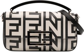 Fendi Pre-owned Womens Baguette Logo Print Handbag - Black Leather - One Size