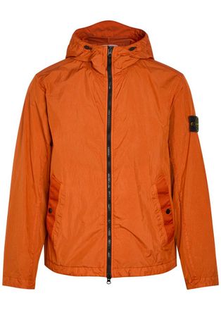 Stone Island Hooded Crinkled Nylon Jacket - Orange - XL