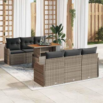 vidaXL Vidaxl - Conjunto De Sof&aacute; De Jard&iacute;n Manual 7 Pcs Gris 100 X 55 X 73 Cm