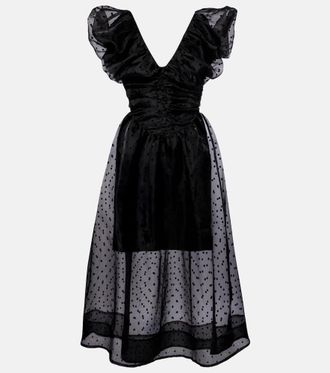 Ganni Polka-dot organza midi dress