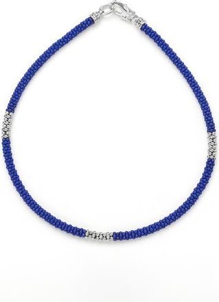 Lagos Mens Anthem Ceramic Rope Station Bracelet in Silver Blue at Nordstrom, Size 7.5