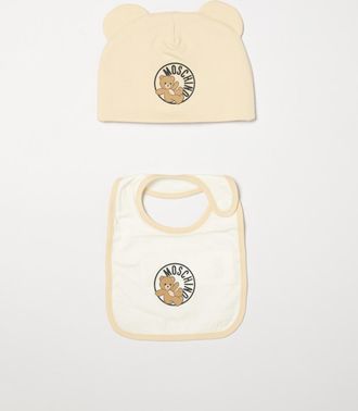 Moschino Set cappellino in cotone e bavaglino Teddy