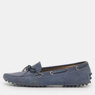 Tod's Tods Blue Suede Gommino Driving Loafers