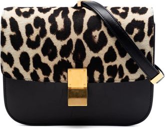 Celine Pre-owned Celine Medium Calfskin and Leopard Print Pony Hair Classic Box Ladies ZCFCQ4YTTYCM1CD4