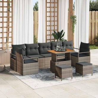 vidaXL Conjunto De Sof&aacute; De Jard&iacute;n 10 Pcs Gris Polirat&aacute;n Vidaxl