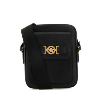 Versace Black Leather Medusa Biggie Crossbody Bag
