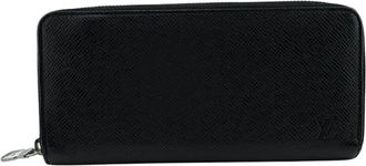 Louis Vuitton Black Leather Long Wallet (Bi-Fold) (Pre-Owned)