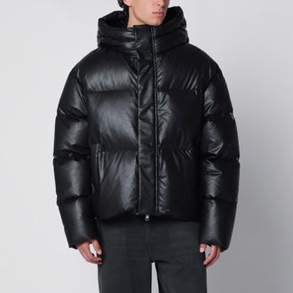 Maison Margiela Piumino con cappuccio in pelle laccata nero