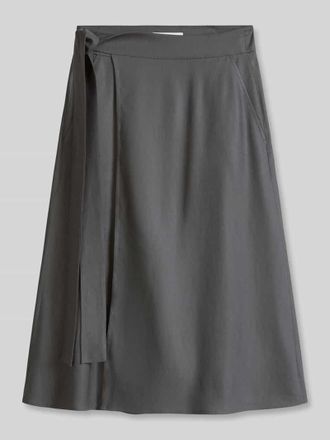 Marc O'Polo Regular Fit Midi-Rock aus Leinen-Mix in Dunkelgrau, Gr&ouml;&szlig;e 42