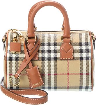 Burberry Check Mini E-Canvas & Leather Bowling Bag