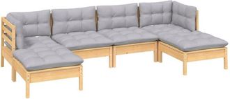 vidaXL Juego De Muebles De Jard&iacute;n 6 Pzas Y Cojines Madera Pino Gris Vidaxl