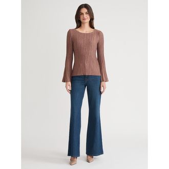 Misook Lurex Bell Sleeve Soft Knit Tunic in Midnight Umber at Nordstrom, Size Xx-Large