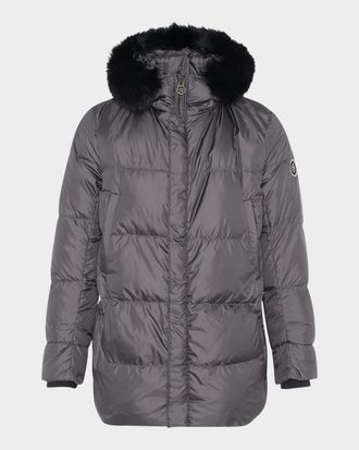 Gorski Men & apos;s Apres-Ski Jacket With Detachable Toscana Lamb Shearling Hood Trim