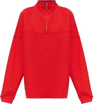 Jacquemus Katoenen coltrui Rond Carr&eacute; - Heren - Vesten met rits - Rood - XS - Katoen - Hoodies & sweatvesten