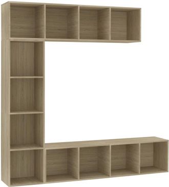 vidaXL Mueble de tv y librería 3 piezas roble Sonoma 180x30x180 cm Vidaxl