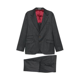 Brunello Cucinelli Single Breasted Suits, male, Gray, 3XL, Single-Breasted Two-Piece Suit