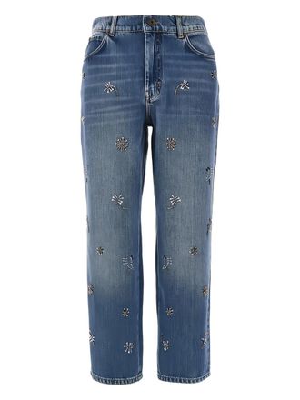 Max Mara embellished cotton cropped trousers - Blue