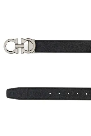 Ferragamo Mens Black Leather Reversibile Belt Nerobluemarine Cinture