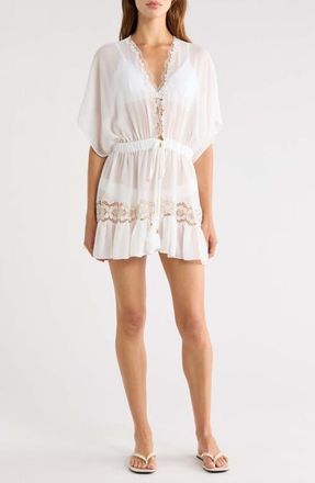 Ramy Brook Alisa Lace Trim Cover-Up Dress in White at Nordstrom, Size X-Small