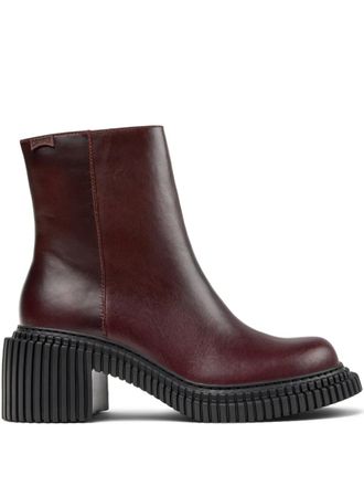 Camper 70mm Pix London leather zip-fastening block-heel boots - Red