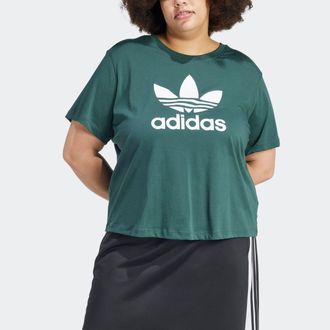 adidas T-Shirt ADIDAS ORIGINALS TRFL TEE BOXY, Damen, Gr. 3X (54/56), gr&uuml;n (mineral gr&uuml;n), Obermaterial: 60% Baumwolle, 40% Polyester, Shirts T-Shirt, Oversi