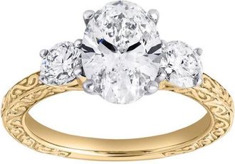 LuvMyJewelry Caldria 14K Gold 2.65 Ct Oval Lab Grown Diamond Engagement Ring in 14K Yellow Gold at Nordstrom, Size 7