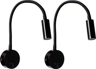 OEM L&aacute;mpara De Lectura De Pared Negra De 3 W, 2 Unidades, L&aacute;mpara De Escritorio De Aluminio Flexible Con Cuello Ajustable, L&aacute;mpara De Noche Led Para El Cu