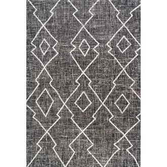 Jonathan Y Designs Carwa Diamond Trellis Indoor/Outdoor Area Rug in Black/ivory at Nordstrom, Size 5Ft 0In X 8Ft 0In