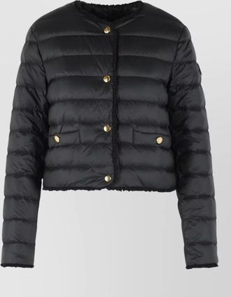 Moncler fleurs short down jacket boucl&eacute; trim