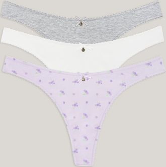 Lounge Cotton Kisses Strings (3-pack) - Lila Print - XXL