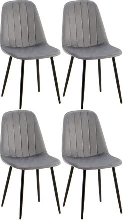 Clp Clp - Juego De 4 Sillas De Comedor Baxter En Terciopelo Gris Oscuro