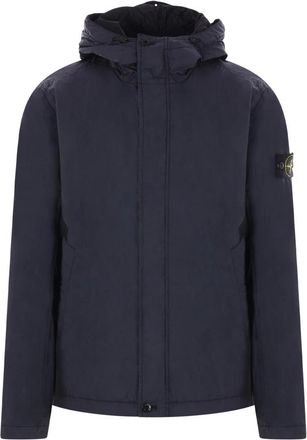 Stone Island Jassen, Heren, Blauw, L, Nylon, Blauwe Nylon Windbreaker Jas
