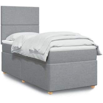 vidaXL Vidaxl - Cama Box Spring Con Colch&oacute;n Tela Gris Claro 100x200 Cm