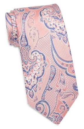 David Donahue Paisley Silk Tie in Melon at Nordstrom