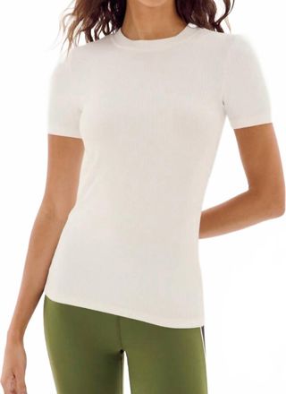 SPLITS59 Louise Rib Short Sleeve Top In White