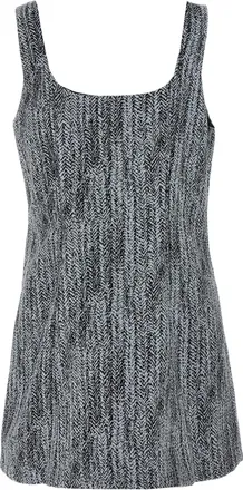 Ganni Cotton Tweed Mini Dress - Gray