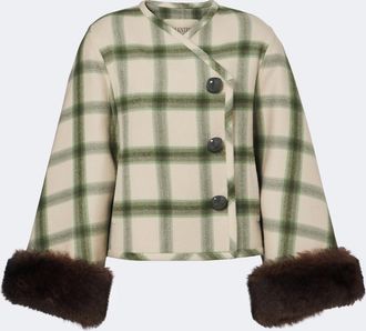 Valentino Giacca in lana vergine a quadri con shearling